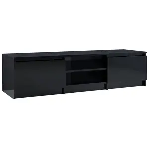 Berkfield TV Cabinet High Gloss Black 140x40x35.5 cm Engineered Wood