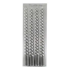 Something Different Twist Taper Candle (Pack of 4) Silver (One Size)