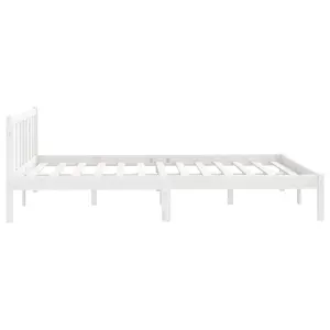 vidaXL Bed Frame White Solid Wood Pine 135x190 cm Double