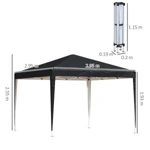 Outsunny 3 x 3m Garden Pop Up Gazebo Marquee Party Tent Wedding Canopy Black