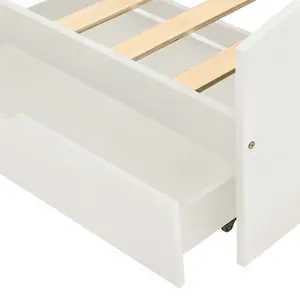 Berkfield Bed Frame with 2 Drawers White Solid Pine Wood 90x200 cm