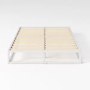 Dekker Minimal Metal Bed - 25 cm High White / UK Double - DE (135 x 190 cm)