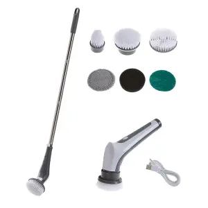 Waterproof Cordless Electric Cleaning Brush Scrubber with 6 Replaceable Brush Heads