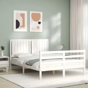 Berkfield Bed Frame with Headboard White 140x190 cm Solid Wood