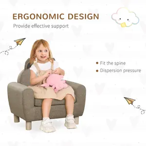 HOMCOM Kids Sofa Toddler Chair Children Armchair Ear Modeling for Bedroom Brown