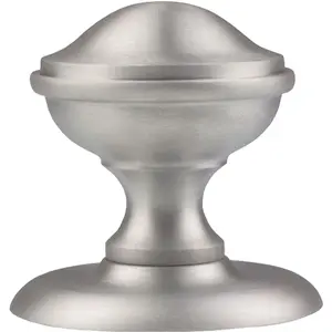 81mm Traditional Centre Front Door Round Dome Knob - Satin Chrome Outdoor Handle