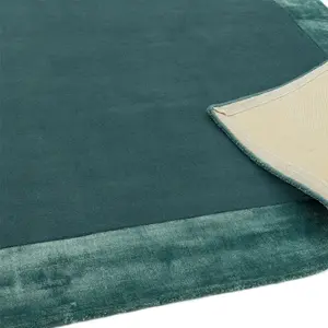 Aqua Blue Bordered Handmade Modern Easy to clean Rug for Dining Room Bed Room and Living Room-120cm x 170cm