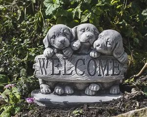 Welcome Dogs' Stone Cast Garden Ornament