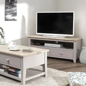 Florence Truffle TV Stand With 2 Drawers and Shelf