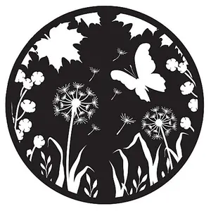 Solar Backlit Butterfly Dandelion Silhouette Wall Art - Outdoor Metal Garden Decor