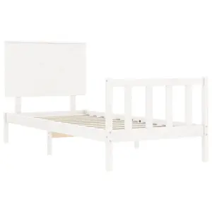 Berkfield Bed Frame with Headboard White 90x200 cm Solid Wood