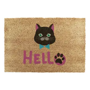 Cat Hello Coir Doormat (90 x 60cm)