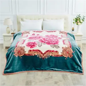 GC GAVENO CAVAILIA Reversible Floral Heavy Blanket  200X240Cm Sherpa Fleece Insomnia Stress Fleece heavy Weight Bed Blanket 4kg