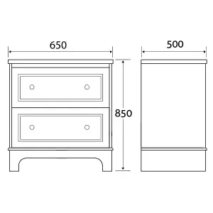 Beckett White Floor Standing Traditional Bathroom Vanity Unit with White Worktop & Ceramic Basin (W)650mm (H)850mm