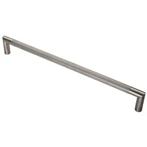 Knurled Mitred Door Pull Handle 470 x 20mm 450mm Fixing Centres Satin Steel