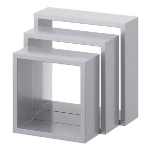 GoodHome Rigga Silver effect Cube shelf (L)23cm x (D)9.8cm, Set of 3