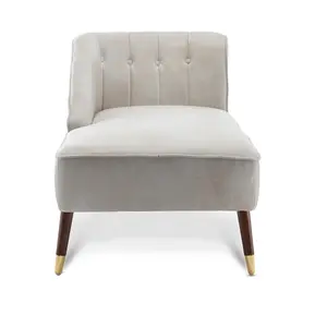 Left Hand Chaise Lounge in Faux Leather Suede Cream