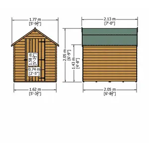 5 ft. W x 7 ft. D Wooden Garden Shed Yes