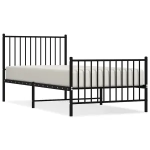 Berkfield Metal Bed Frame with Headboard and Footboard Black 90x200 cm