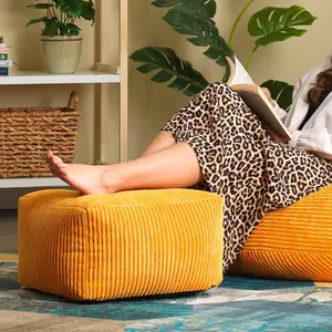 icon Kingston Classic Corduroy Bean Bag & Pouffe Ochre Yellow Bean Bag Chair