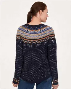 Womens Freayer Organic Cotton Fluffy Fair Isle Jumper Blue | Woolovers