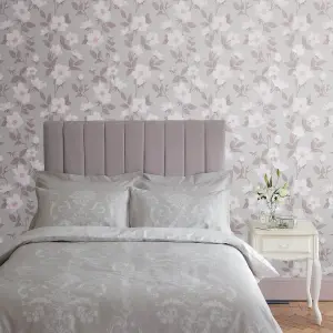 Laura Ashley Fleurir Sugared violet Floral Smooth Wallpaper Sample