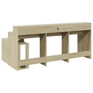 Berkfield Desk with LED Lights Sonoma Oak 200x104x91 cm Engineered Wood