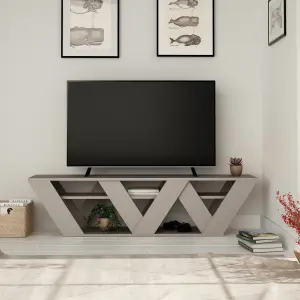 Decortie Ralla Modern TV Unit Multimedia Centre Mocha Grey with Shelves 158cm