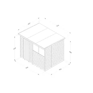 Forest Garden Beckwood Shiplap 8x6 ft Pent Natural timber Wooden Pressure treated Shed with floor & 2 windows (Base included) - Assembly service included