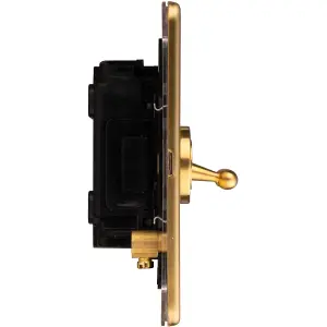 2 PACK 2 Gang Double Retro Toggle Light Switch SCREWLESS SATIN BRASS 10A 2 Way