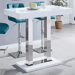 Furniture In Fashion Caprice White High Gloss Bar Table Small 4 Ripple Curry Stools