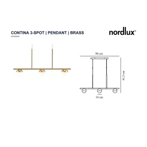 Nordlux Contina 3-Spot Indoor Dining Kitchen Pendant Ceiling Light in Brass (Diam) 10cm