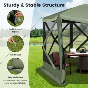 Costway 346 x 305 cm Pop-up Screen House Tent 6-Sided Camping Gazebo Instant Setup Hub Tent with Portable Carrying Bag