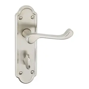 URBNLIVING 174mm Length 12 Pcs Ashworth Metal & Satin Nickel Lever Latch Bathroom Door Handle Set