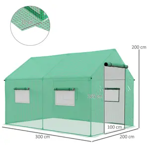 Outsunny Tunnel Greenhouse W/ UV-resistant PE Cover, Wide Door, 2 x 3(m), Green