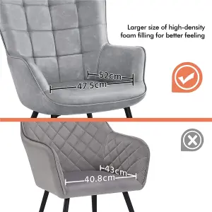 Yaheetech Grey Modern Faux Leather Accent Chair with Wood-tone Metal Legs