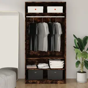 Wardrobe Smoked Oak 100x50x200 cm Engineered Wood