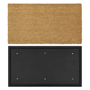 JVL Granite Rubber Tray Base Coir Doormat 40x70cm