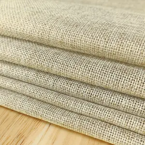 Neel Blue 29cm x 275cm Plain Hessian Table Runner, Champagne