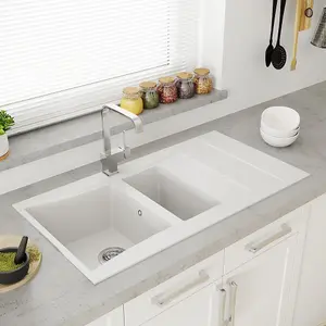 Astini Xeron 1.5 Bowl White SMC Synthetic Reversible Kitchen Sink & Waste