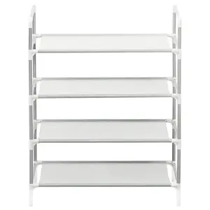 Shoe Rack with 4 Shelves Metal and Non-woven Fabric Silver