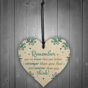 Red Ocean Stronger Inspirational Hanging Heart Plaque Friendship Gifts Quote Friend Sign