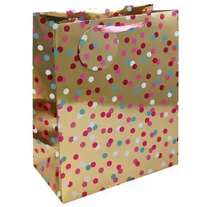 Eurowrap Spotted Party Bag (Pack of 6) Pink/Gold/Red (25cm x 10cm x 21cm)