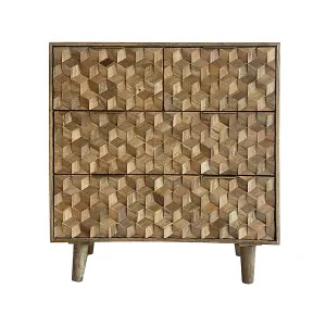 Geometric 2+2 Drawer Chest of Drawer - Mango Wood - L45 x W90 x H96 cm - Mango Light Finish