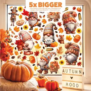 Autumn Gnomes With Pumpkins Window Clings