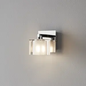 GoodHome Vergam Clear & Grey Chrome effect Wall light