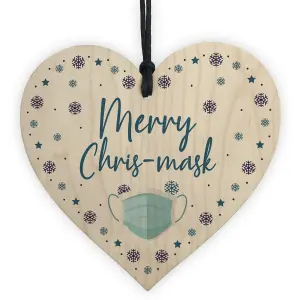 Funny Christmas Tree Decoration Wood Heart Lockdown Quarantine Gift Keepsake