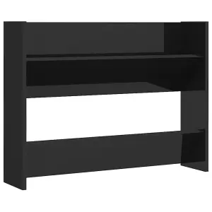 Berkfield Wall Shoe Cabinets 2 pcs High Gloss Black 80x18x60 cm Engineered Wood