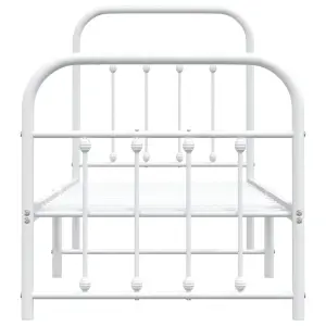 Berkfield Metal Bed Frame with Headboard and Footboard White 75x190 cm