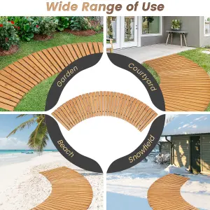 Costway Roll-Out Garden Pathway 216 x 53 cm Wooden Patio Curved Walkway Decking Boards